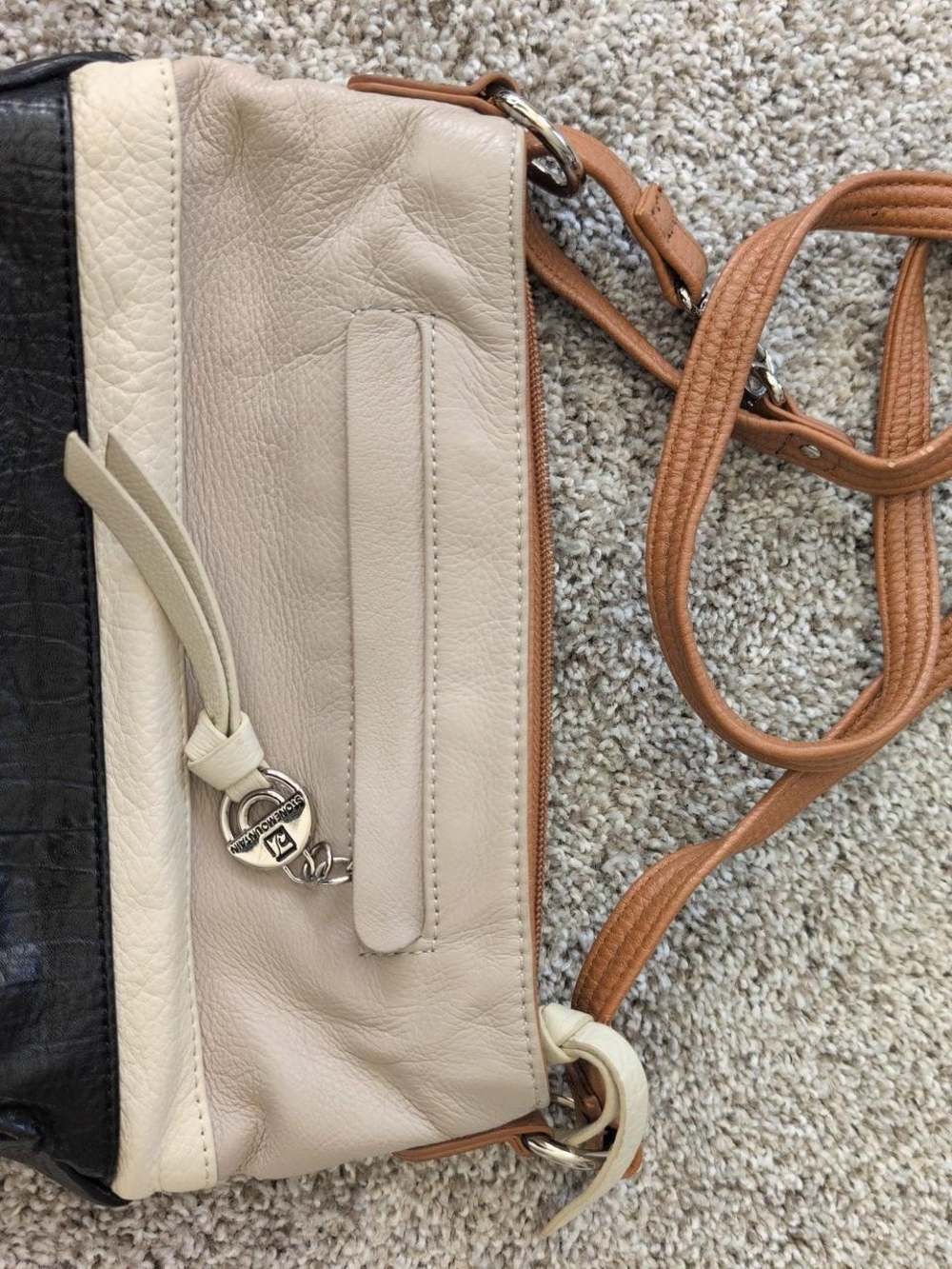 Stone mountain black tan and cream leather crossbody bag #leather #crossbody